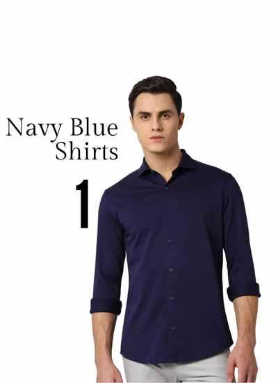 men blue shirts
