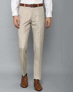 Checked Flat-Front Trousers