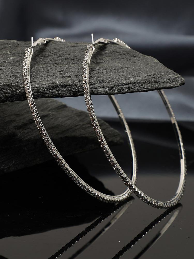 SOHI Silver-Plated Half Hoop Earrings-Silver: Buy SOHI Silver