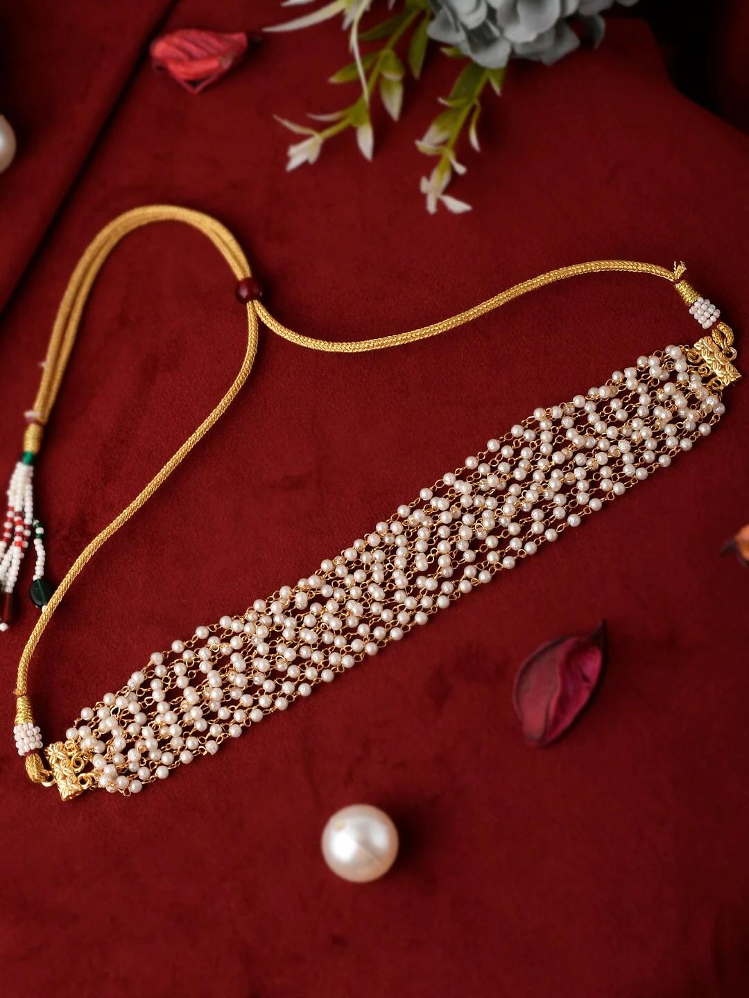 Shoshaa Gold-Plated Handcrafted Beaded Choker Necklace