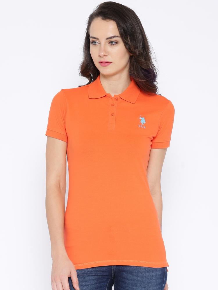 U.S. Polo Assn. Women Orange Polo T-Shirt