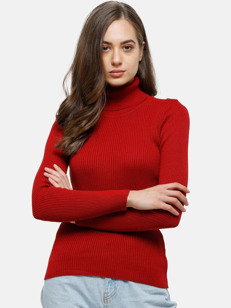 98 Degree North Women Red Turtle Neck Pullover