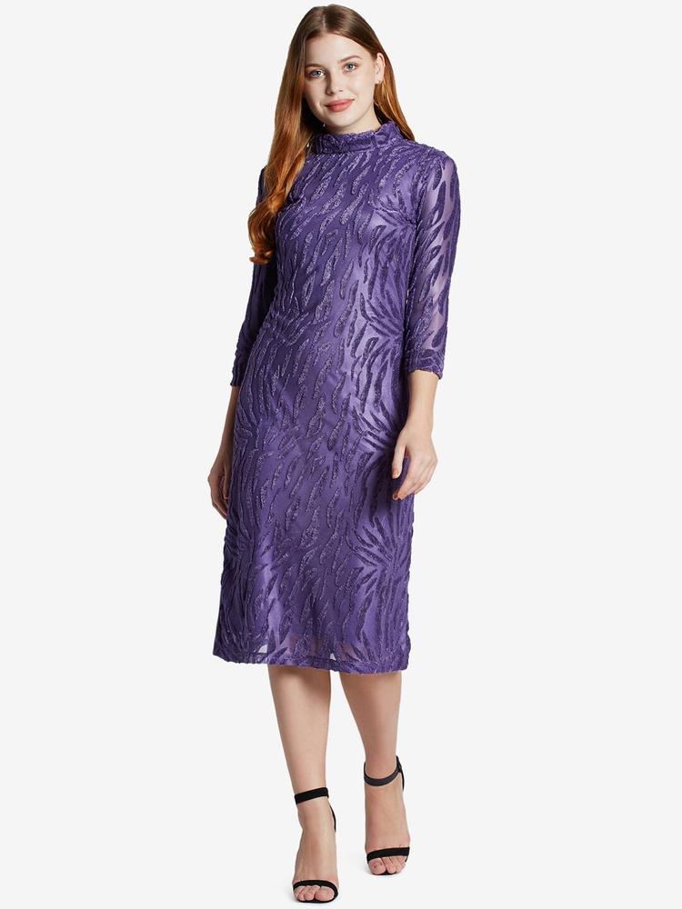 Emmyrobe Women Purple Sheath Midi Dress