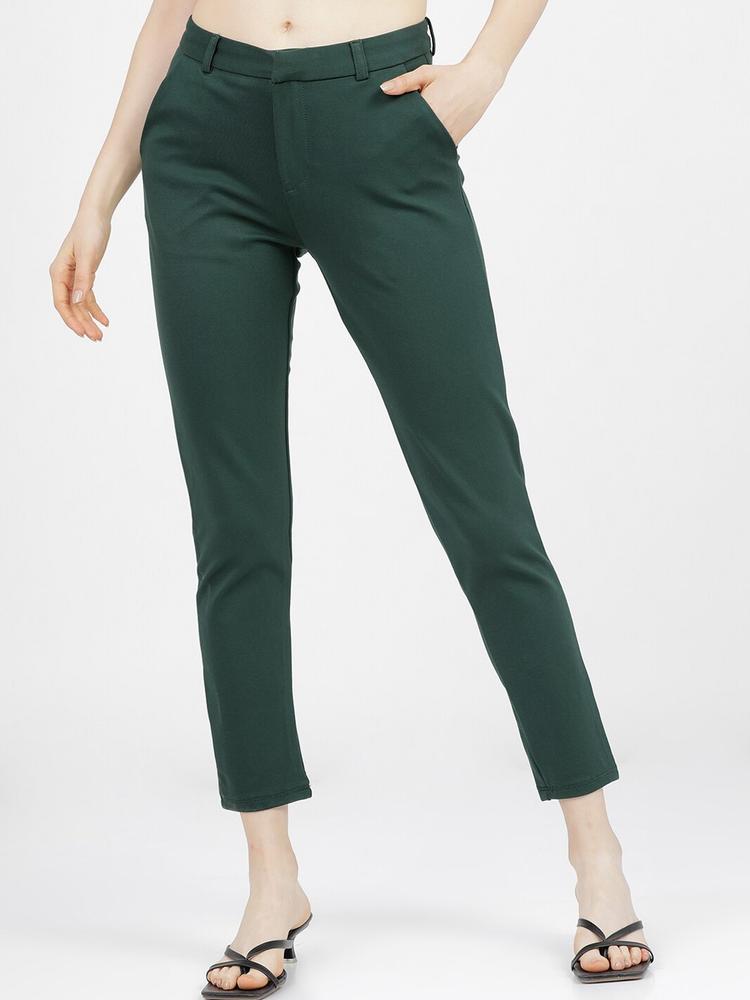 Tokyo Talkies Women Green Slim Fit Trousers