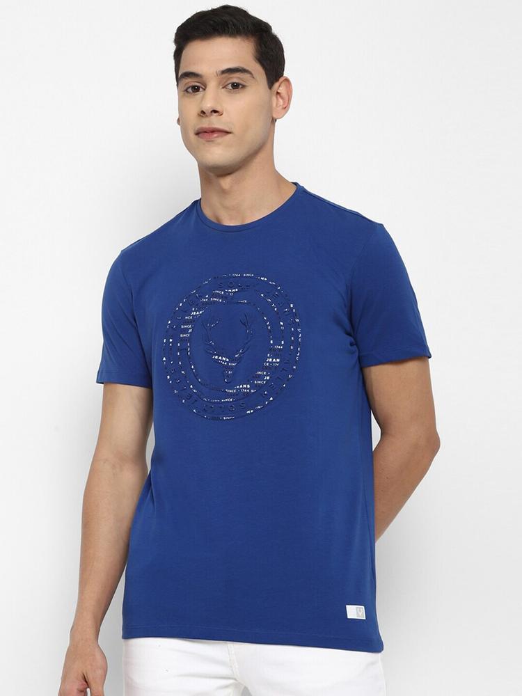 Allen Solly Sport Men Blue Brand Logo Printed Cotton T-shirt