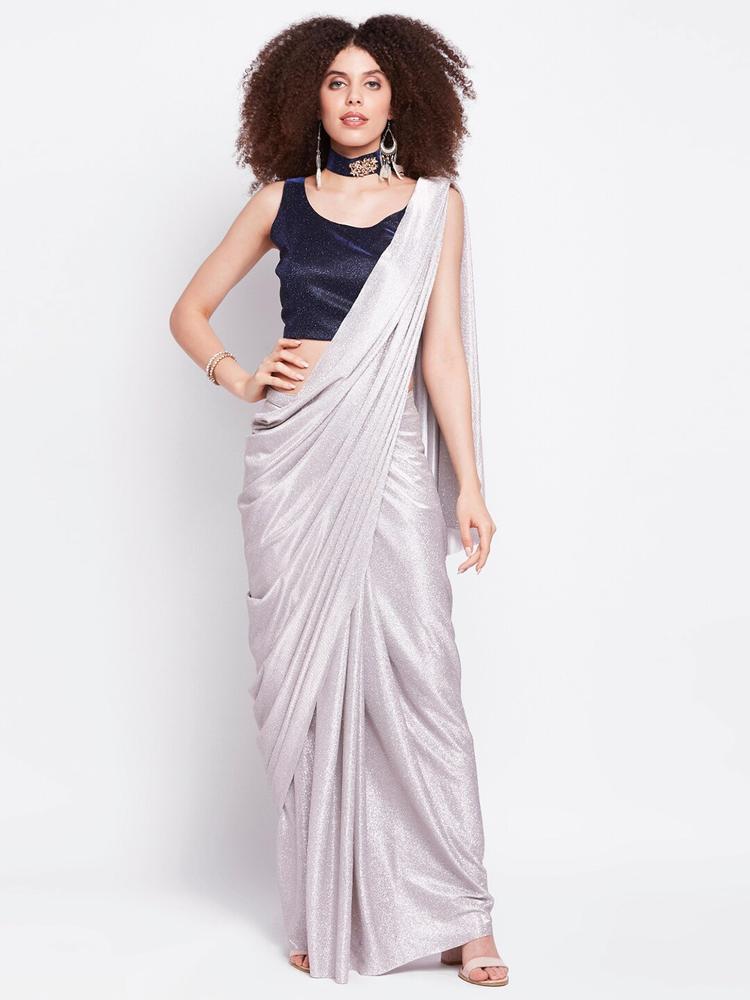 Ira Soleil Silver-Toned Embellished Ready to Wear Saree