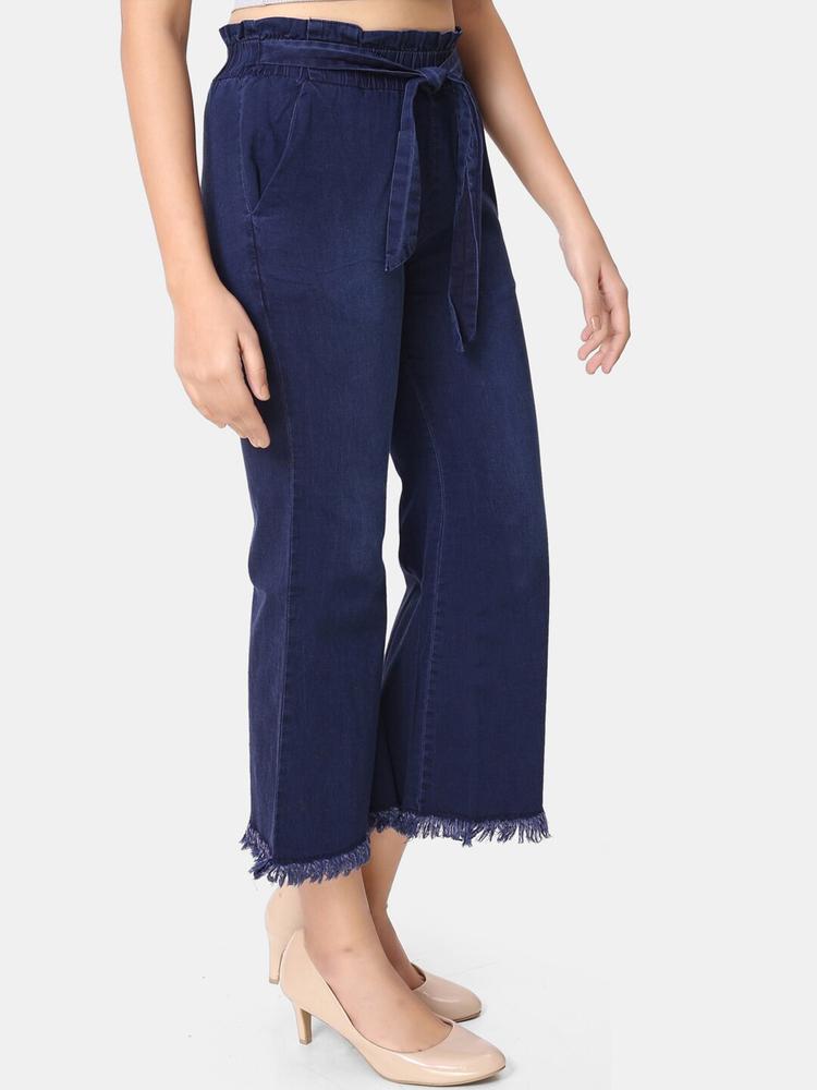 ZRI Women Blue Bootcut High-Rise Stretchable Jeans