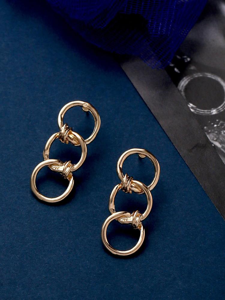 VIRAASI Gold-Toned Contemporary Drop Earrings