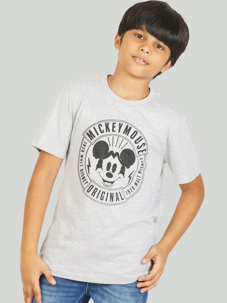 Zalio Boys Grey Mickey Mouse Printed T-shirt