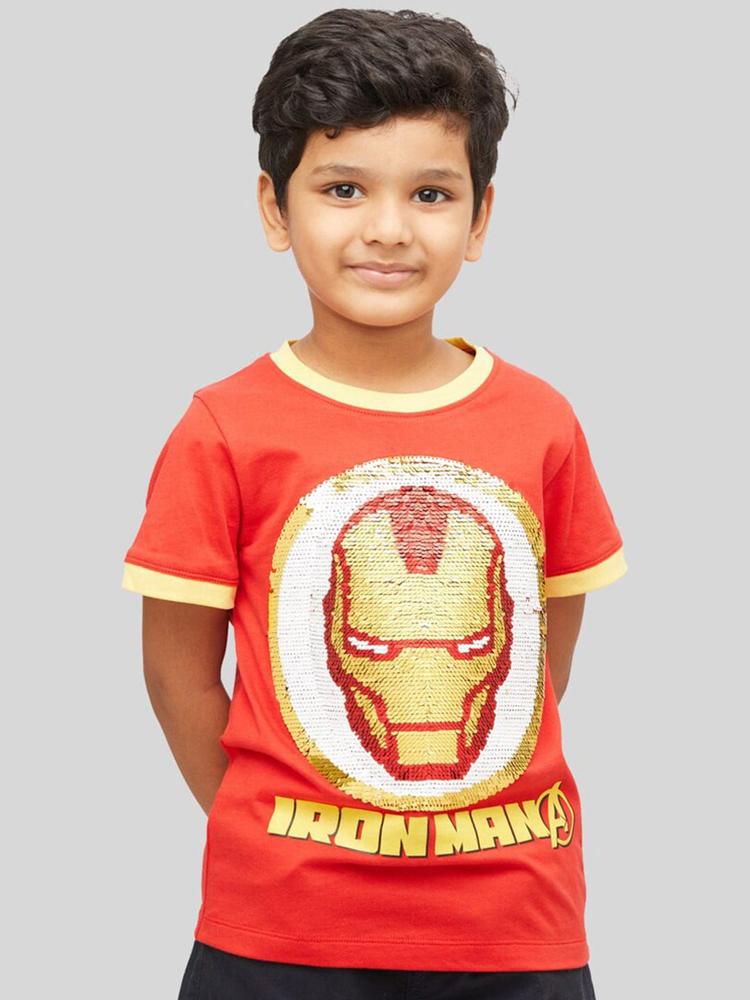 Zalio Boys Red Iron Man Reversible Sequin T-shirt