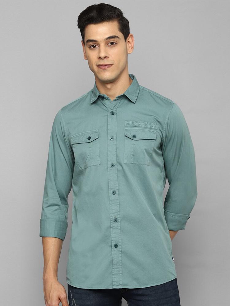 Allen Solly Sport Men Sea Green Casual Cotton Shirt