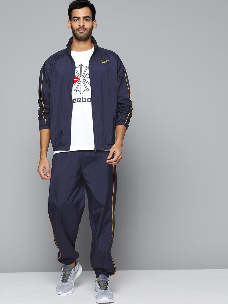 Reebok Men Navy Blue Solid Workout Ready Track Suit