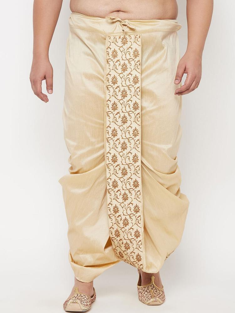 VASTRAMAY PLUS Men Gold-Coloured Embroidered Relaxed-Fit Dhotis