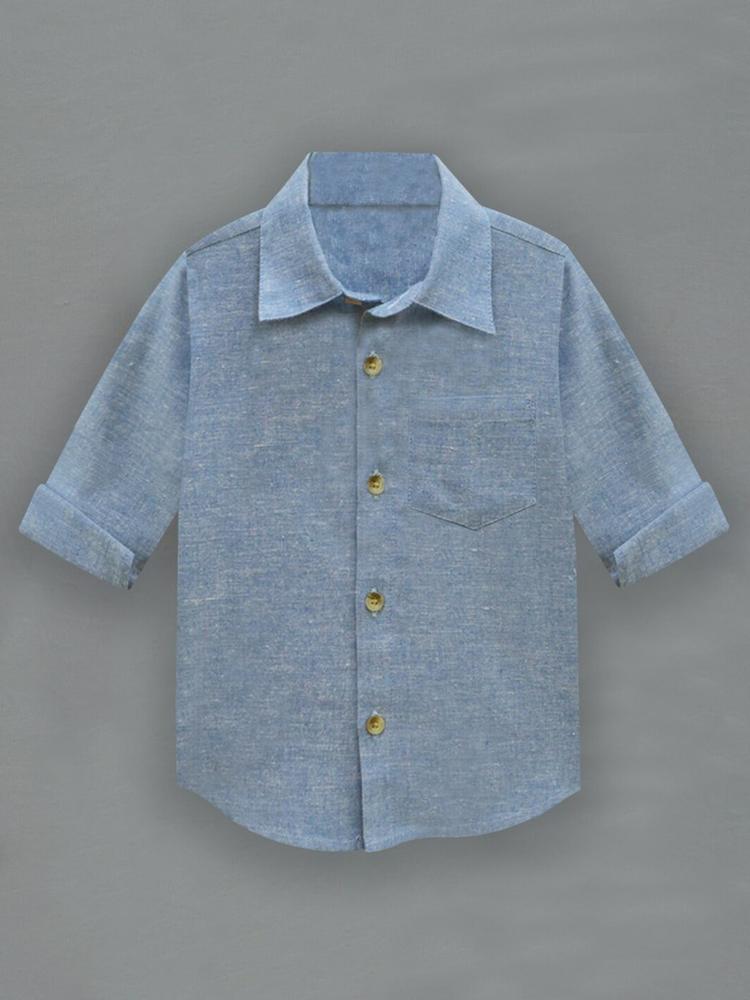 A T U N Boys Blue Classic Cotton Casual Shirt