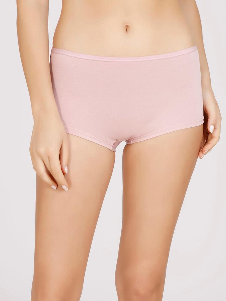 Nykd Women Pink Solid Cotton Boy Shorts Briefs