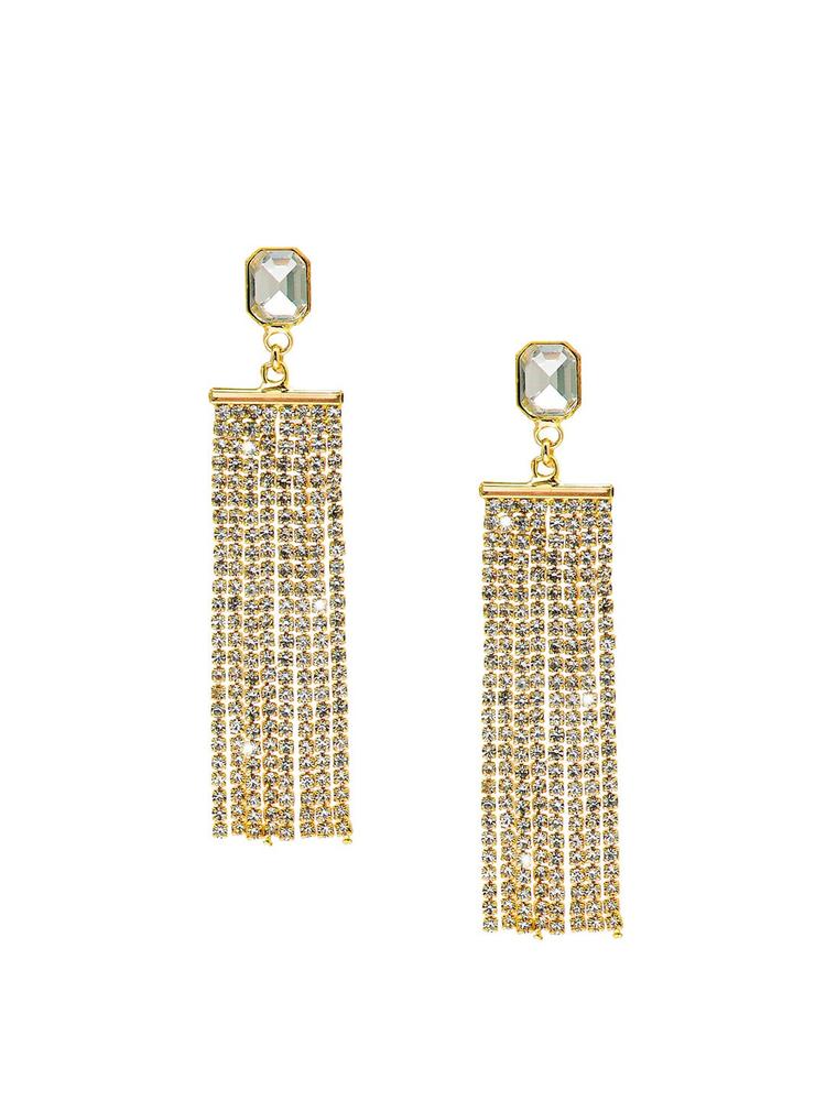 Shining Jewel - By Shivansh Gold-Plated Contemporary Drop Earrings
