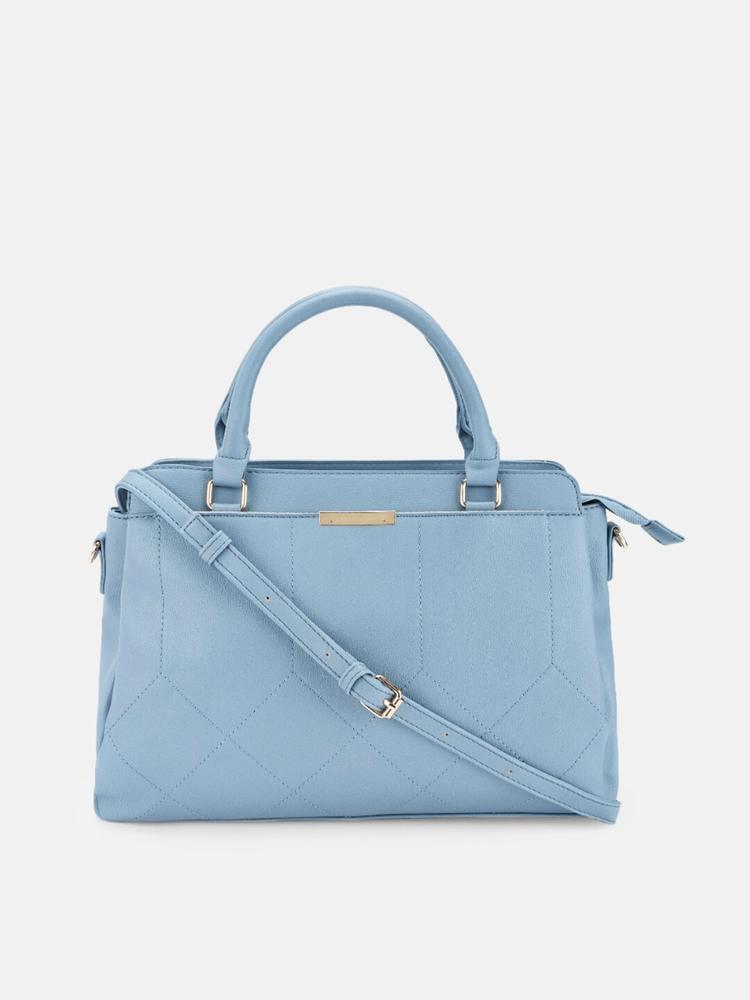 Forever Glam by Pantaloons Blue Textured PU Oversized Structured Satchel