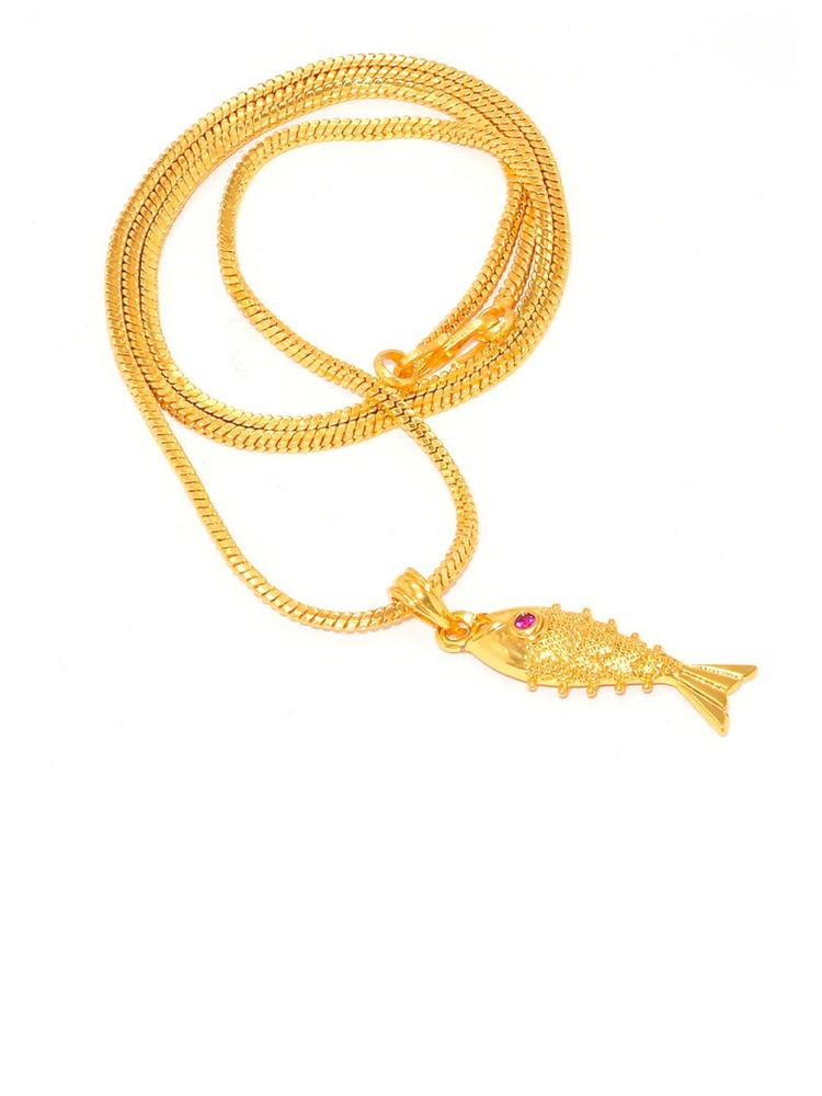Jewar Mandi Gold-plated  Pendant With Chain