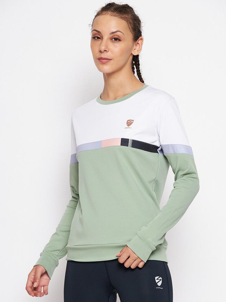 UNPAR Women Green Colourblocked Sweatshirt