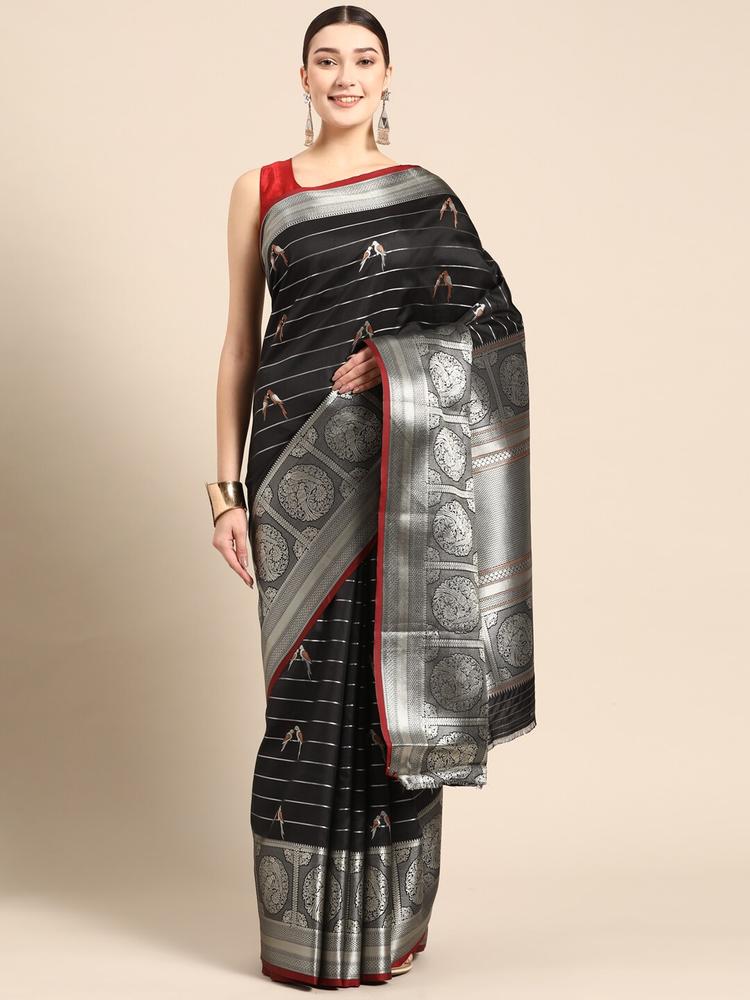 ZARI Woven Design Striped Zari Art Silk Saree
