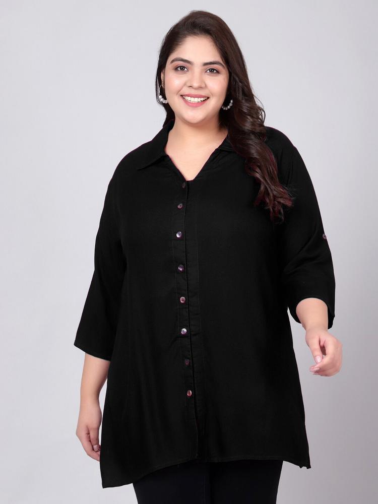 Indietoga Women Plus Size Longline Casual Shirt