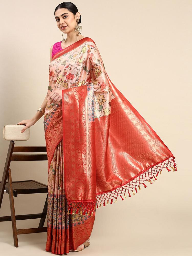 The Chennai Silks Floral Zari Art Silk Fusion Banarasi Saree