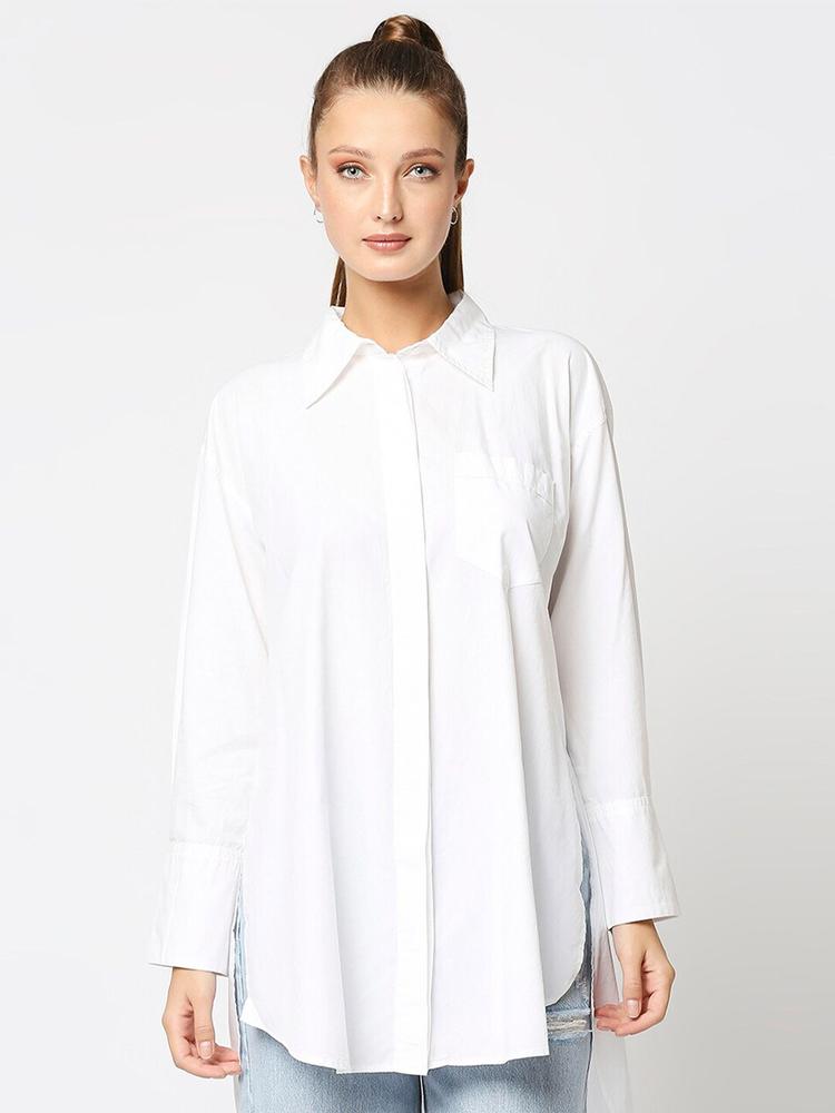 Remanika Women Solid Pure Cotton Casual Shirt