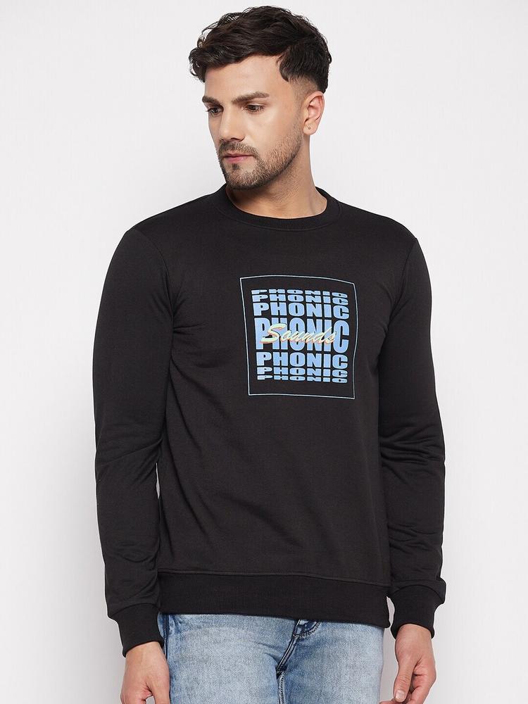 STROP Men Typography Printed Cotton Sweatshirt