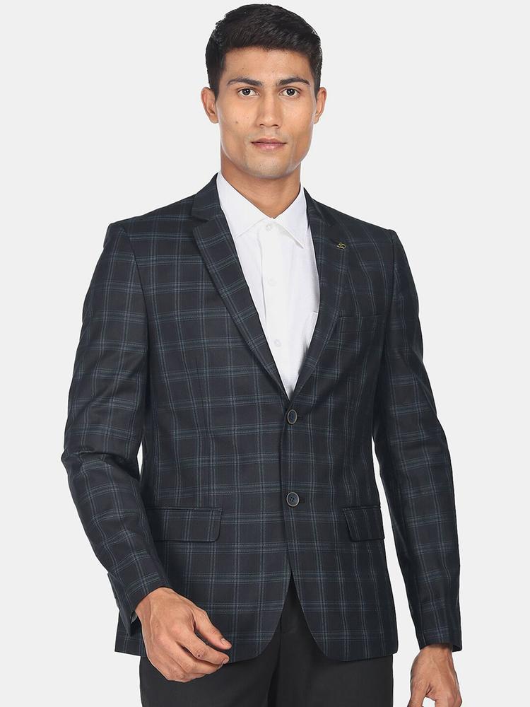 AD By Arvind Men Checked Tailored-Fit Single Breasted Blazers