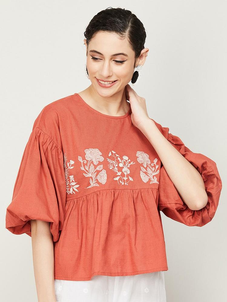 Colour Me by Melange Floral Embroidered Top