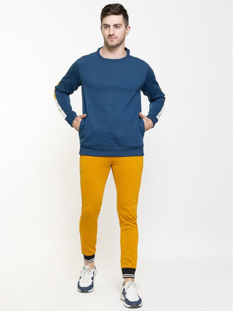 Oakmans Men Mandarin Collar Solid Insert Pocket Pullover Sweatshirt