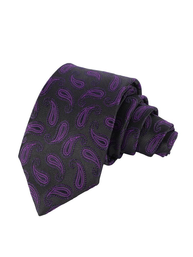 Alvaro Castagnino Men Black & Purple Woven Design Broad Tie