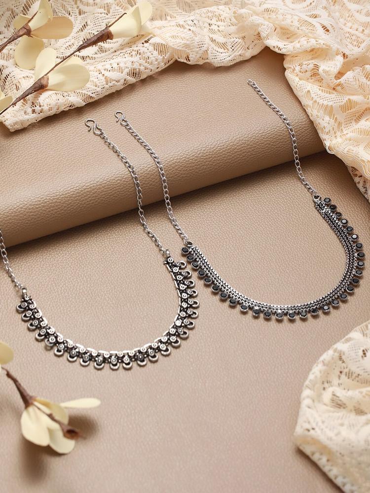 Jazz and Sizzle Set Of 2 Silver-Plated Necklace