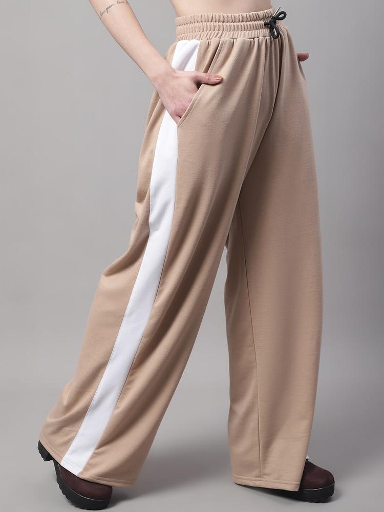 DOOR74 Women Colourblocked Cotton Relaxed Fit Track Pants