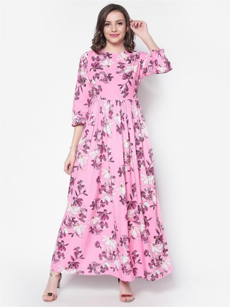 Sera Pink Floral Liva Maxi Maxi Dress