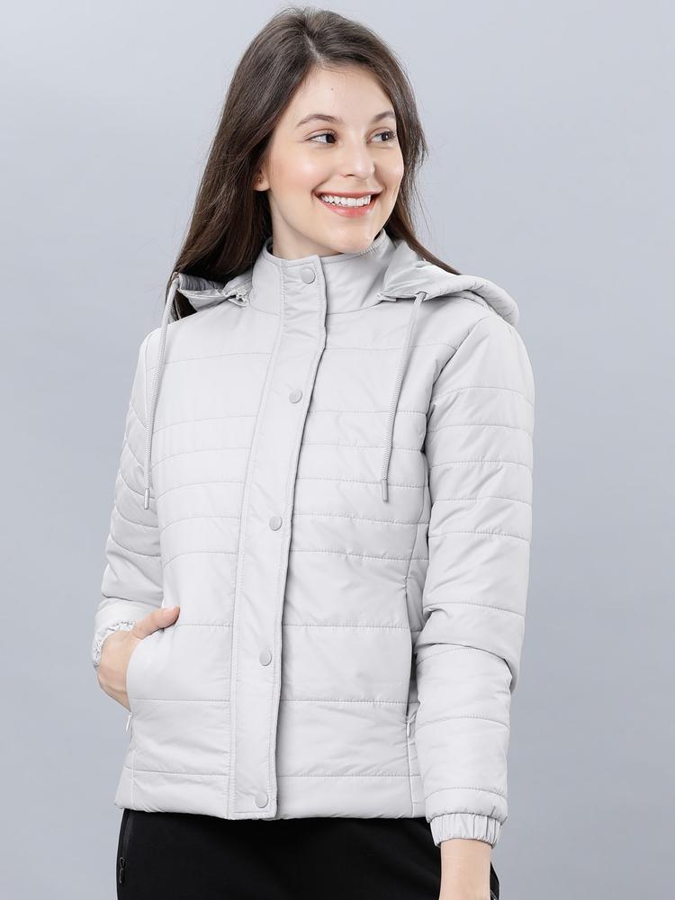 Tokyo Talkies Women Grey Solid Padded Jacket