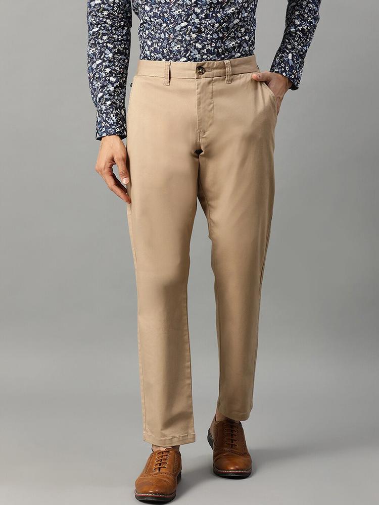 Matinique Men Khaki Slim Fit Solid Formal Trousers
