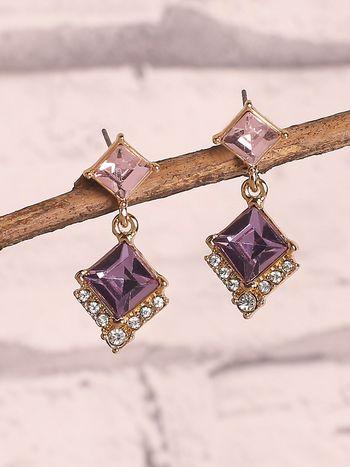 Gold-Plated Purple Square Drop Earrings
