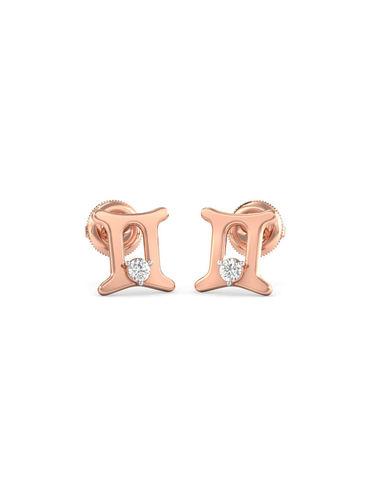 14K Rose Gold and Diamond Gemini Stud Earring for Women