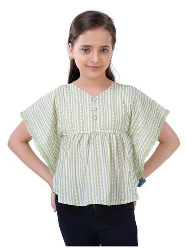 Printed Cotton Blend Tops for Girls - Green