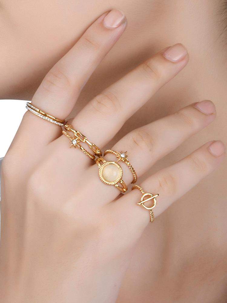 Gold Toned Crystal and Stone Studded Angel Ring (Pack of 12)