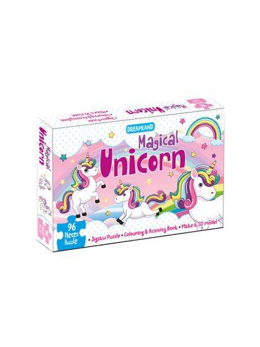 Magical Unicorn Jigsaw Puzzle for Kids – 96 Pcs-with Colouring & Activity Book & 3D Model