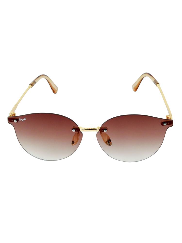 Golden Frame Brown Lense Fashion Sunglasses (18001_Gold_BrGrd)
