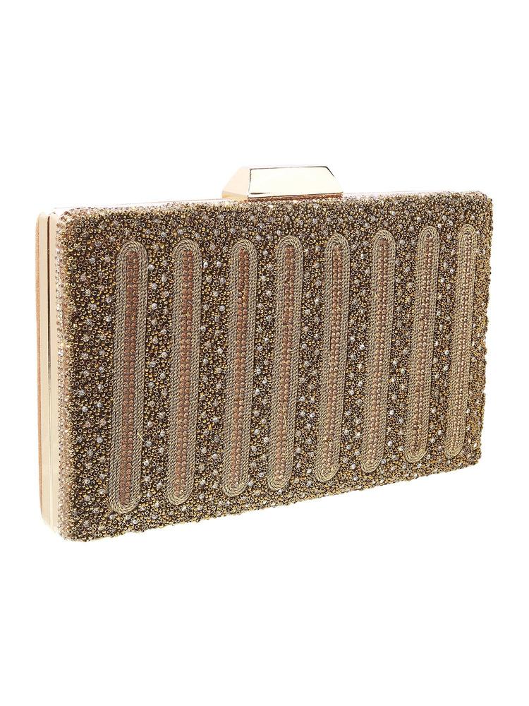 Embellished-Sequined Antic Gold Clutches