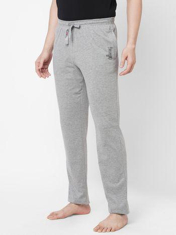 Men Grey Mel Cotton-Poly Solid Pyjama