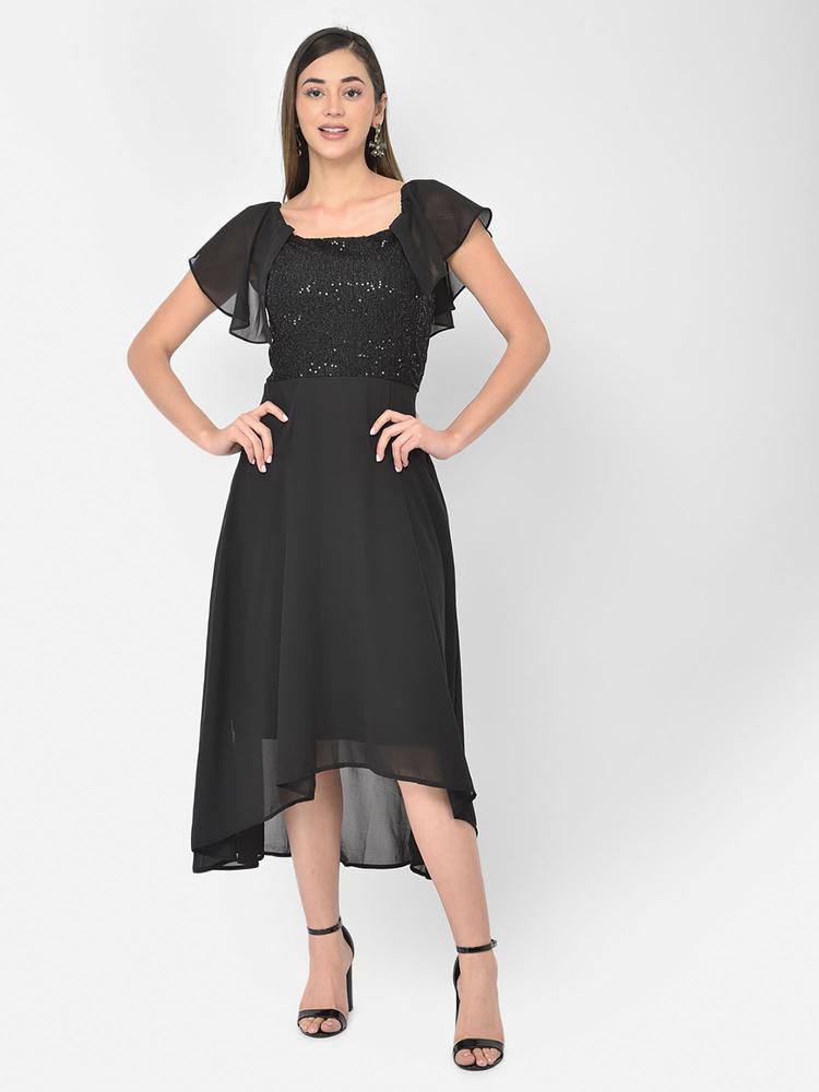 Black Sequin Sleeveless Strapless Dress