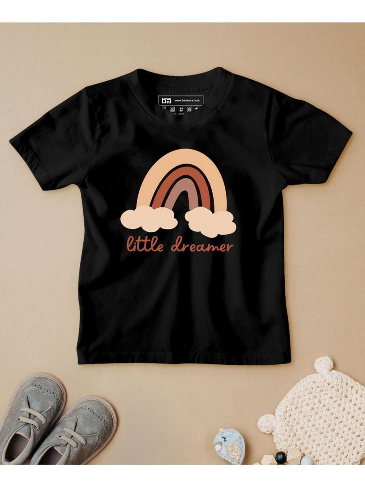 Little Dreamer Half Sleeves Kids T-shirt Black