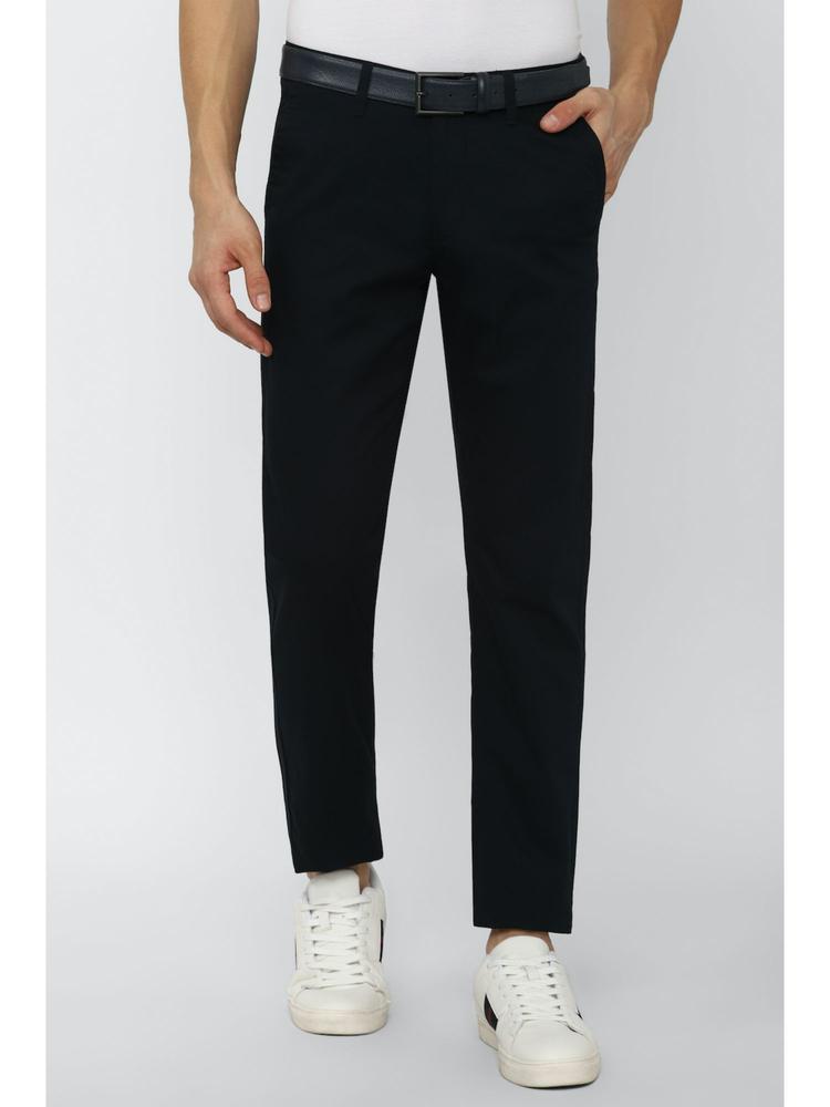 Mens Solid Black Casual Trouser