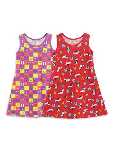 Multicolor A-line Dress (Pack of 2)