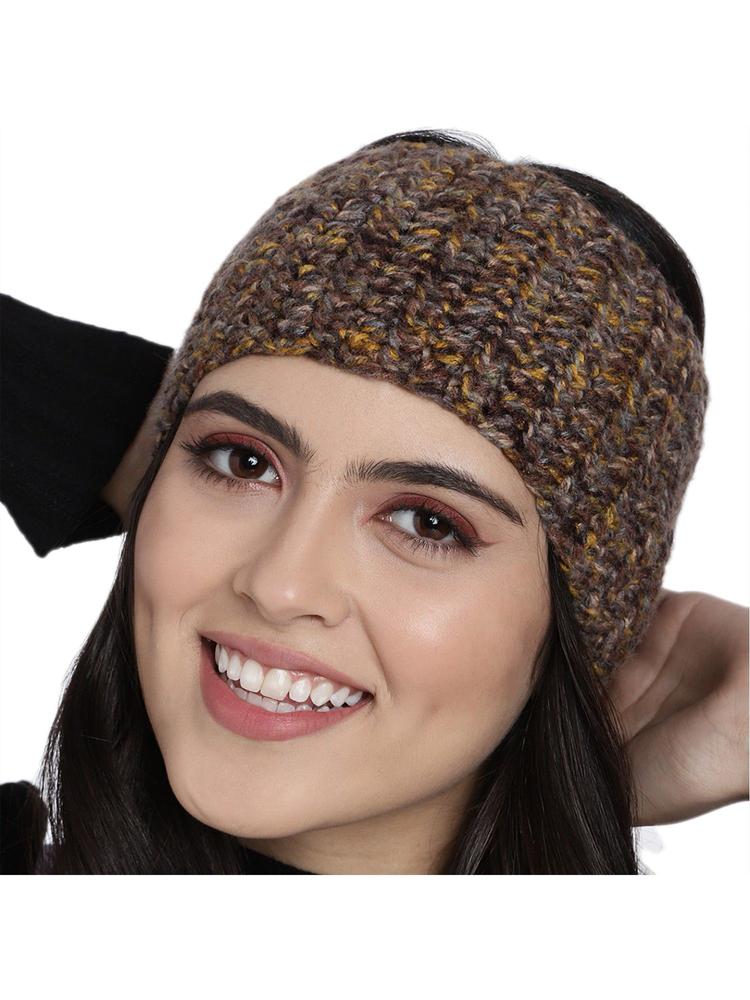 Women Brown Handmade Double Cable Bandana Headband